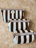 Cocoa Stripe Quilted Pouch Set (Set of 3)