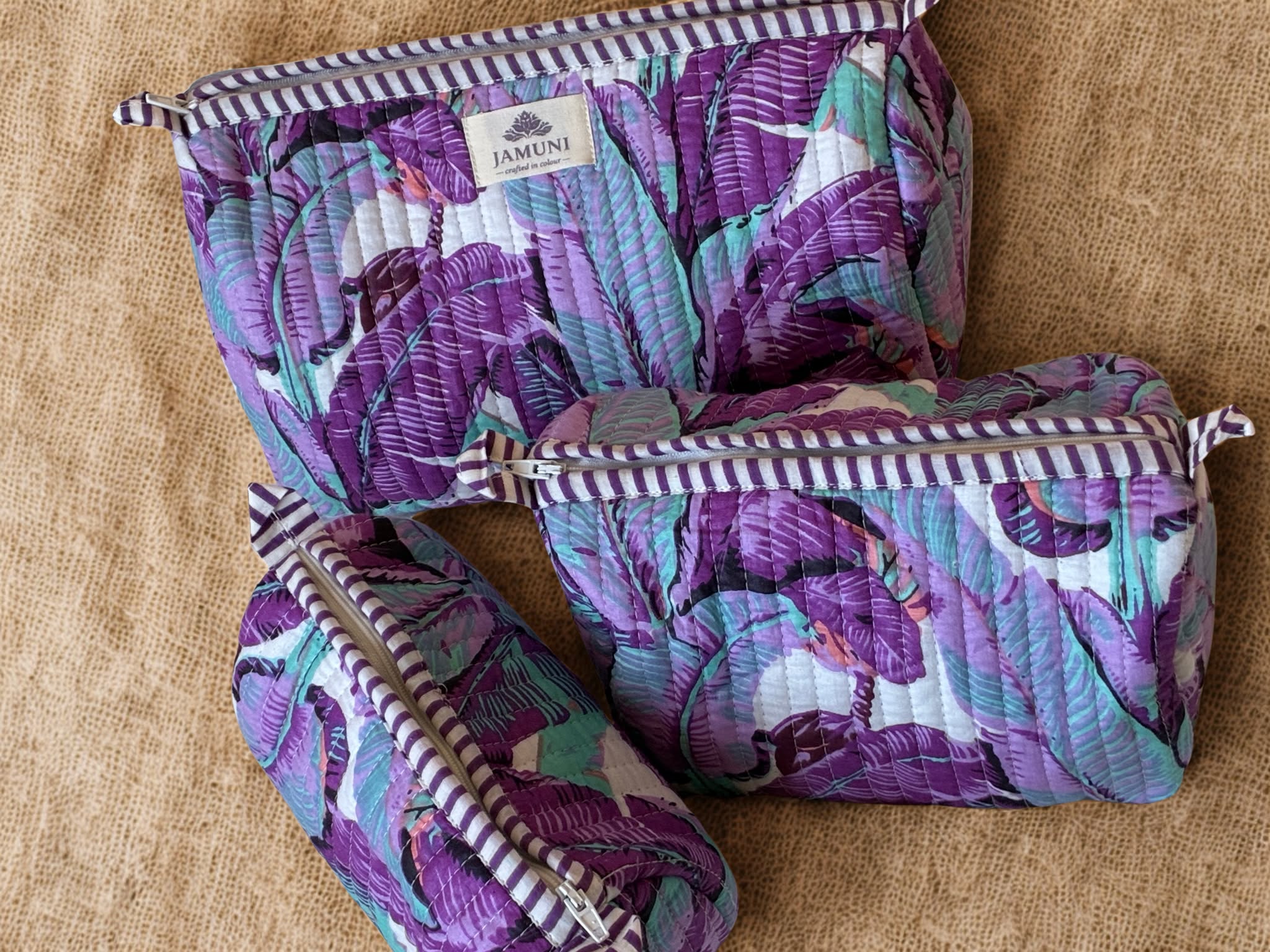 Jamuni Tropical Quilted Pouch Set (Set of 3)