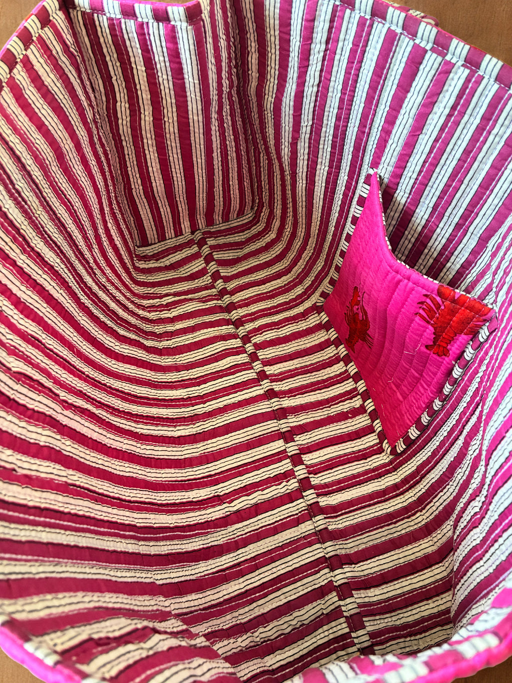 Pink Lobster Quilted Tote Bag