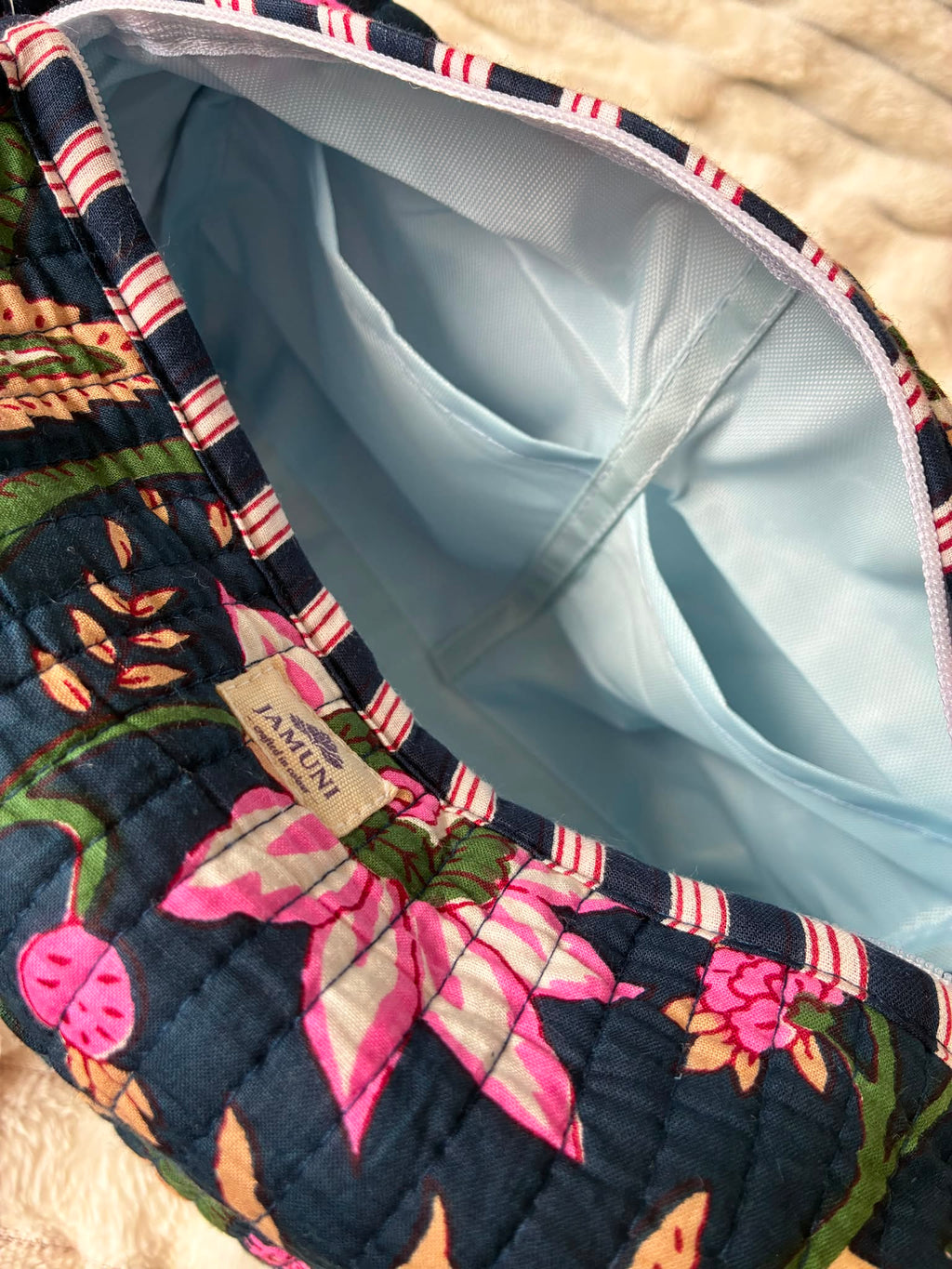 Midnight Bloom Quilted Cotton Pouch Set (Set of 3)