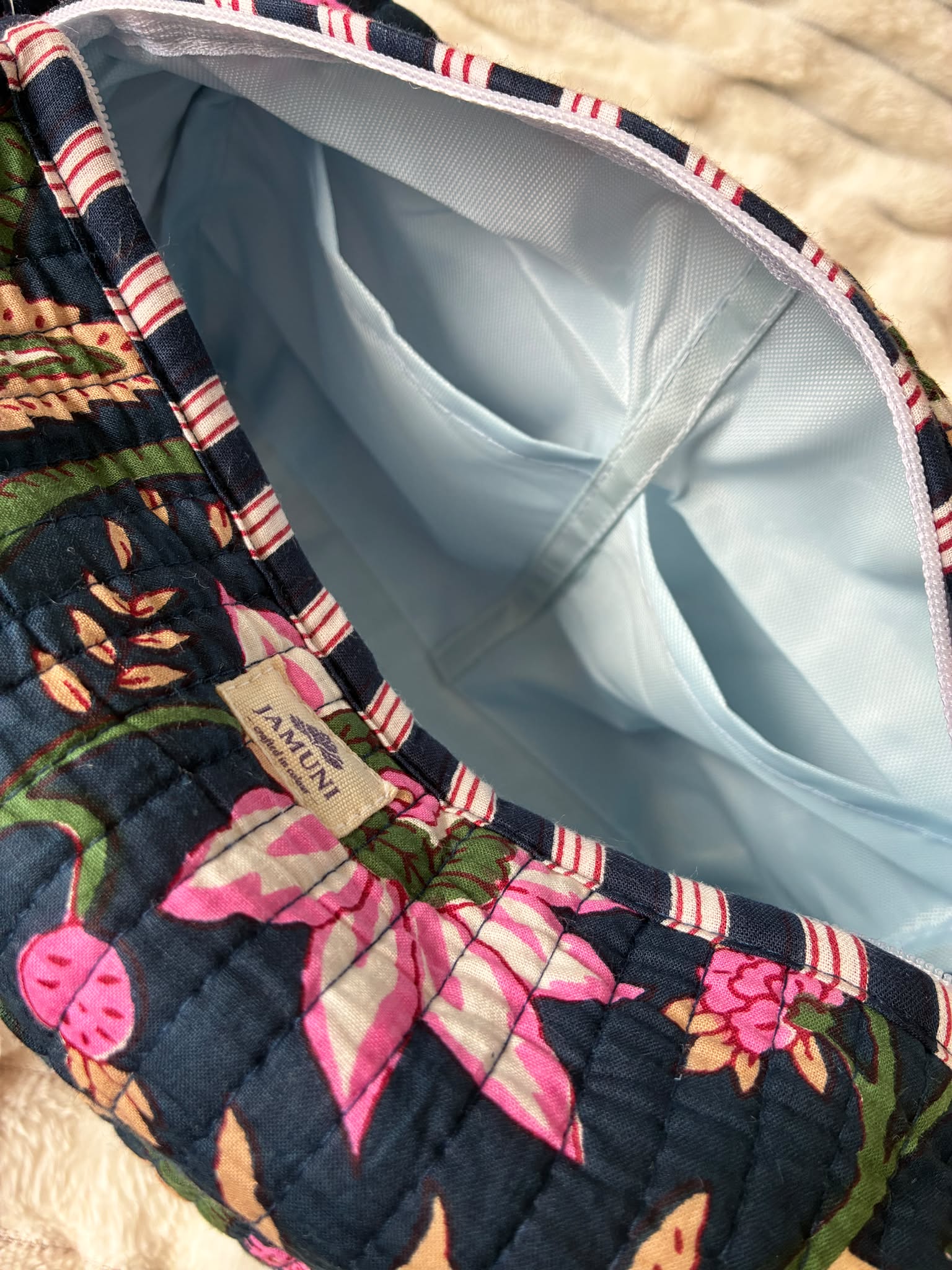 Midnight Bloom Quilted Cotton Pouch Set (Set of 3)