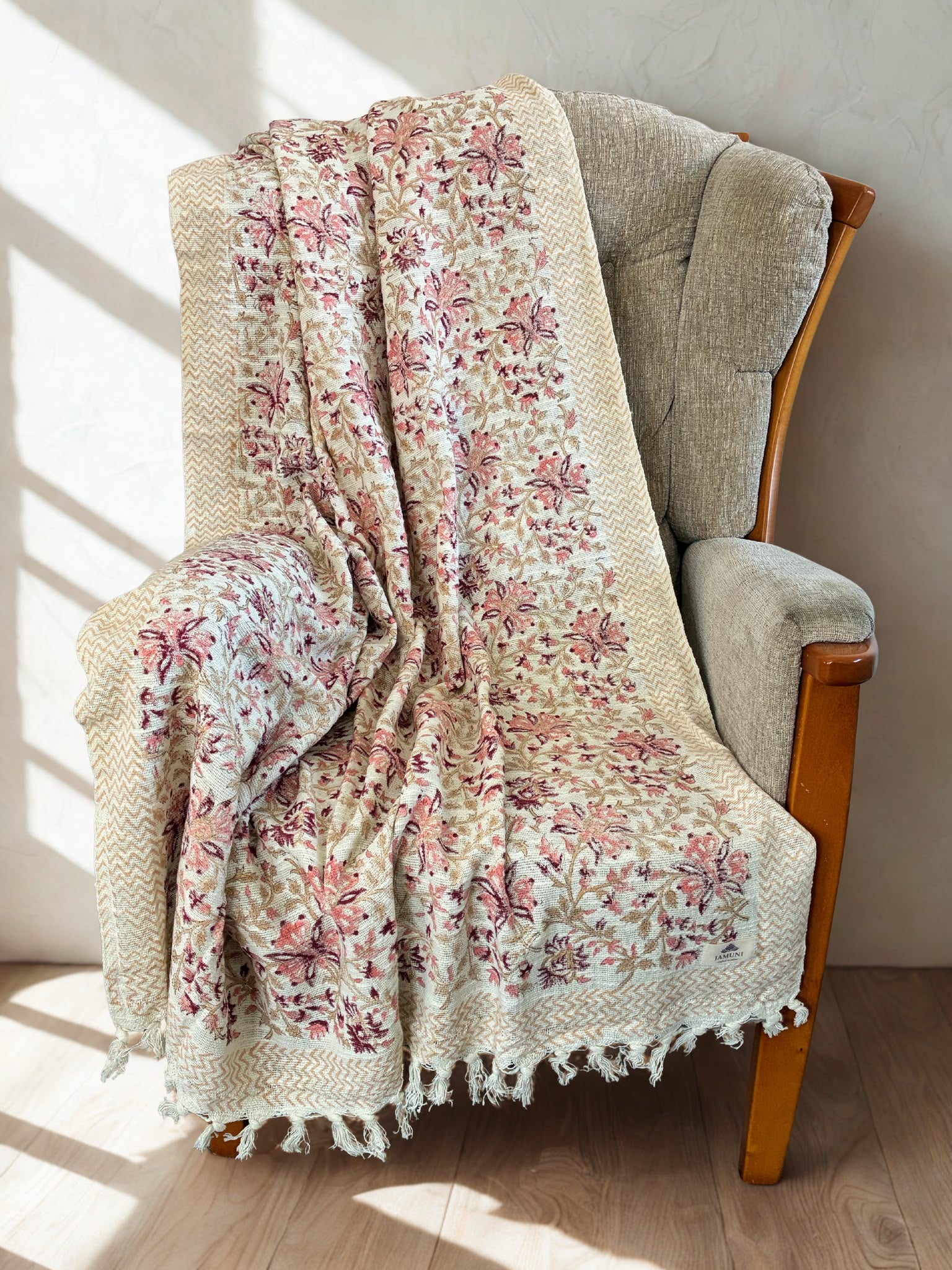 Bloom Collection - Handcrafted Textured Cotton Throw & Cushion Cover Set