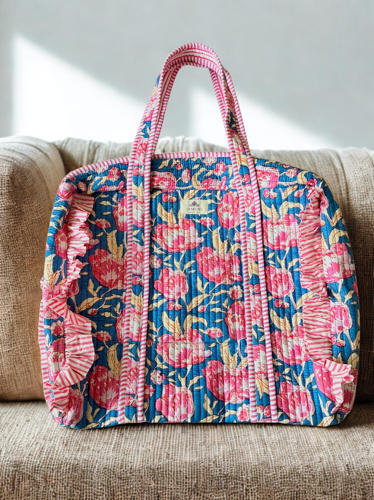 Bloom Ruffle Quilted Cotton Tote Bag