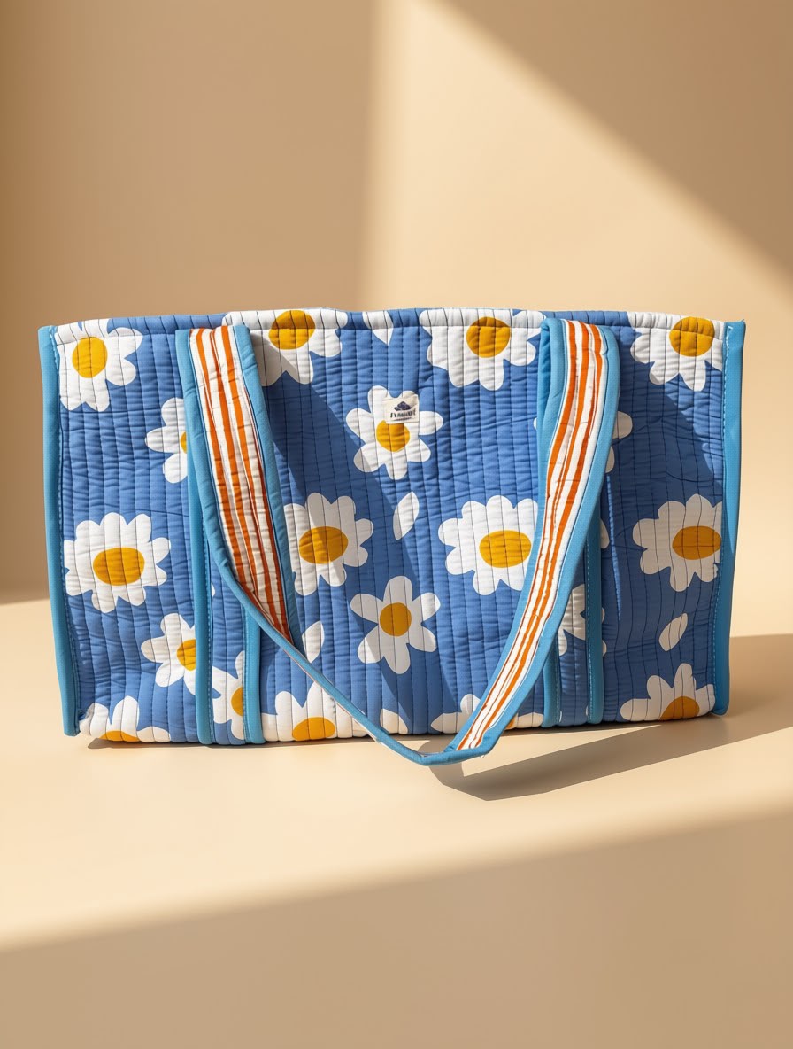 Daisy Bloom Quilted Tote Bag