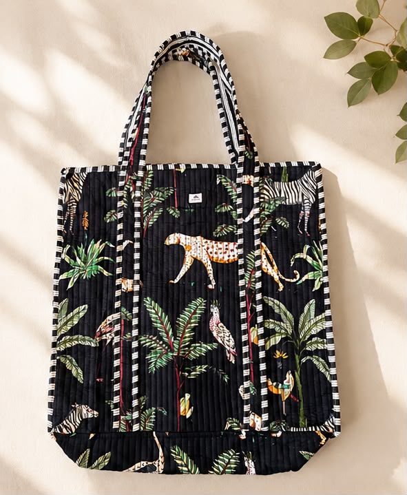 Safari Quilted Cotton Tote Bag