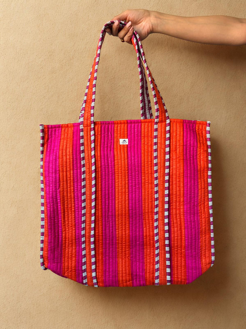Sunset Stripe Quilted Cotton Tote Bag