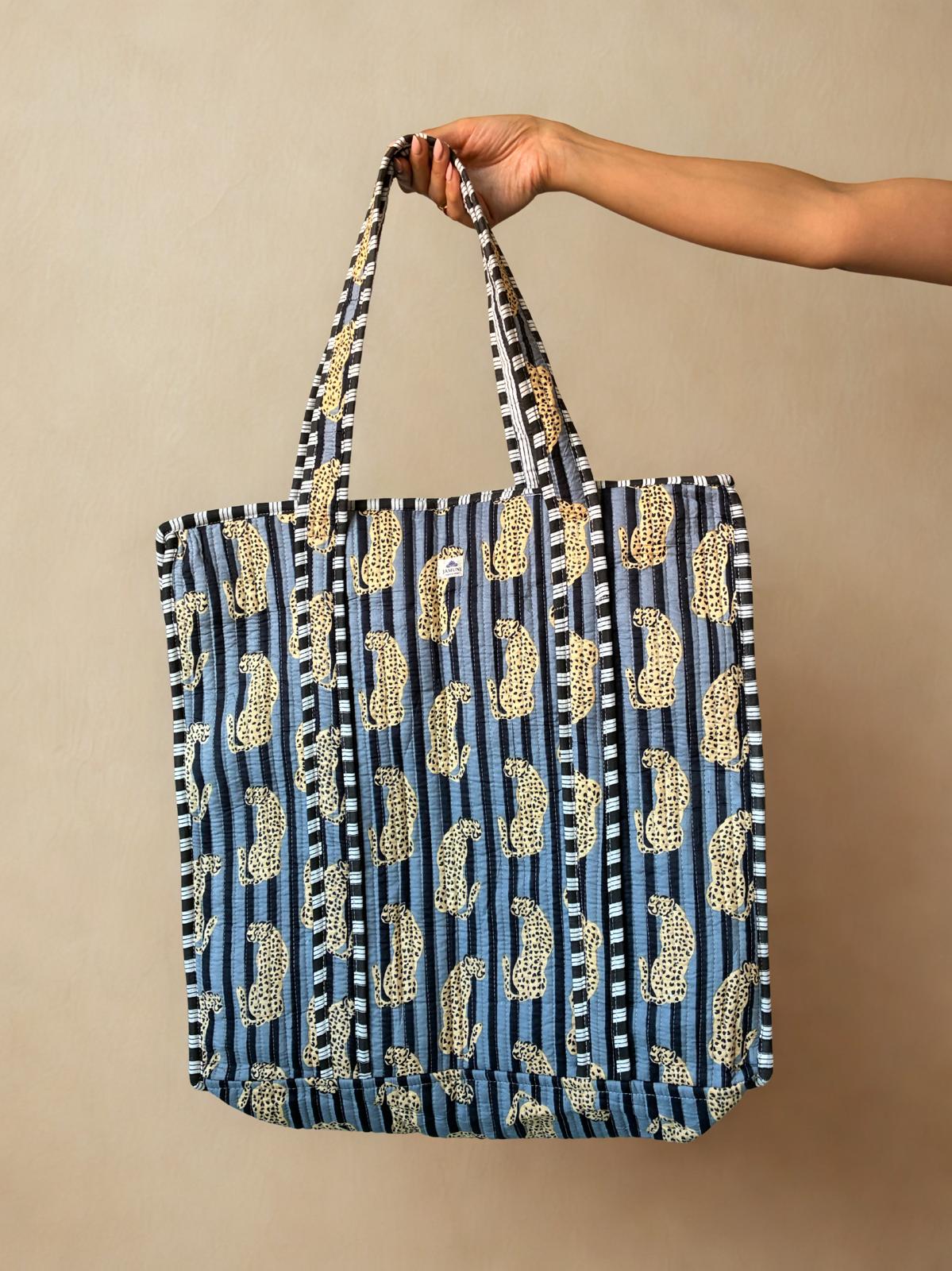 Leopard Quilted Cotton Tote Bag