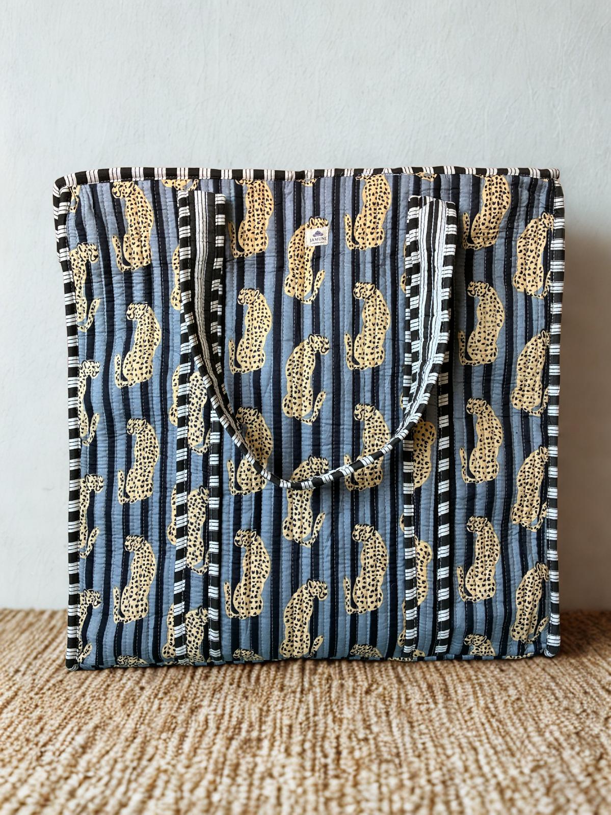 Leopard Quilted Cotton Tote Bag