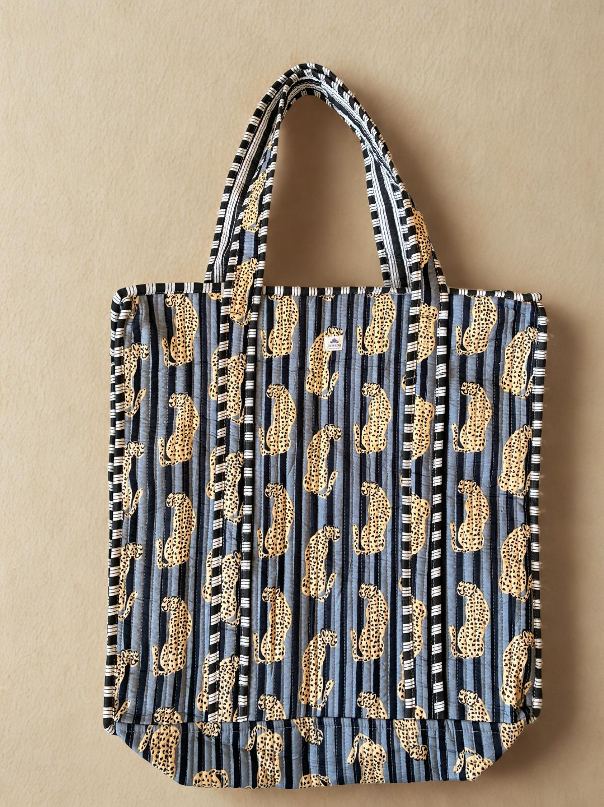 Leopard Quilted Cotton Tote Bag