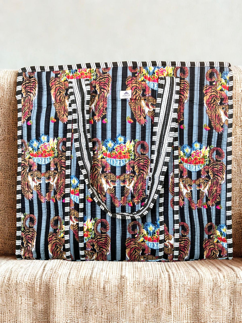 Royal Tiger Quilted Cotton Tote Bag