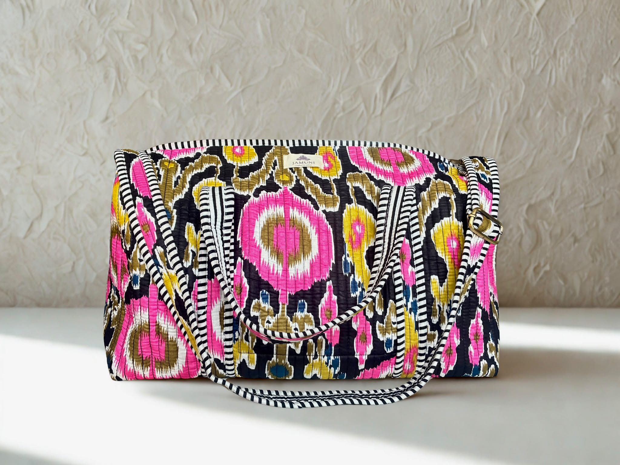 Pink Ikat Quilted Duffle Bag