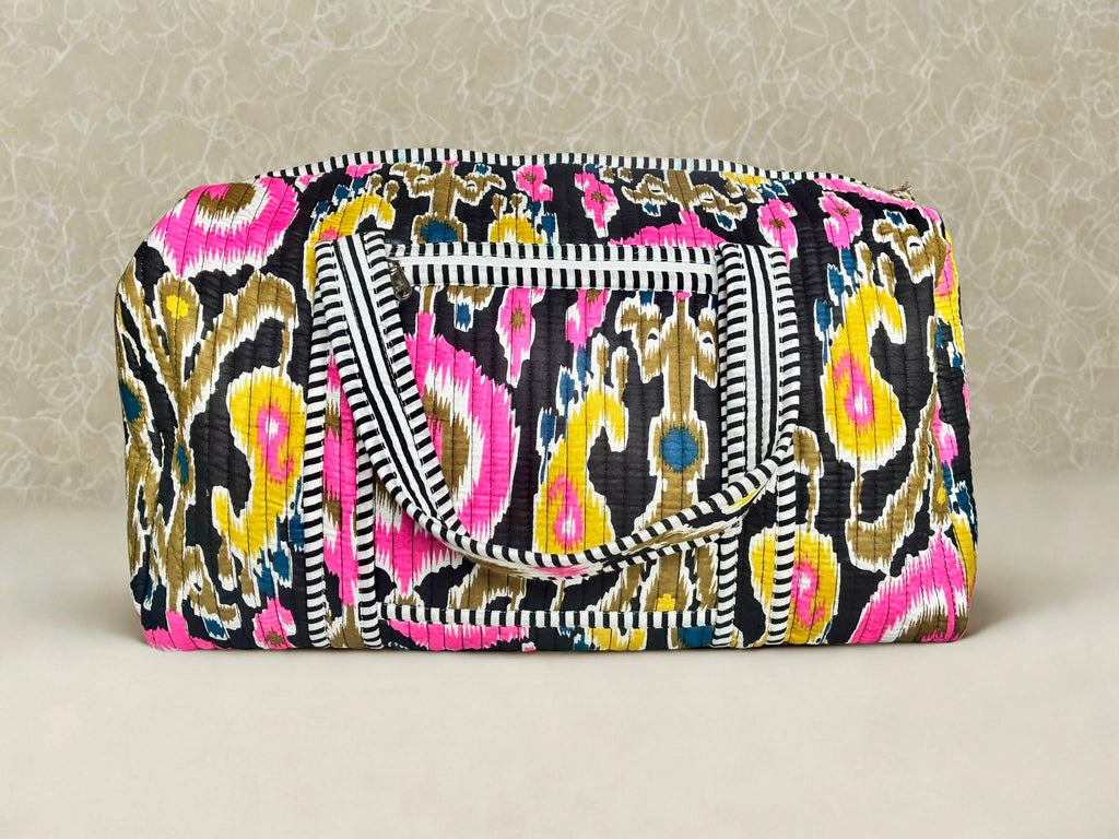 Pink Ikat Quilted Duffle Bag