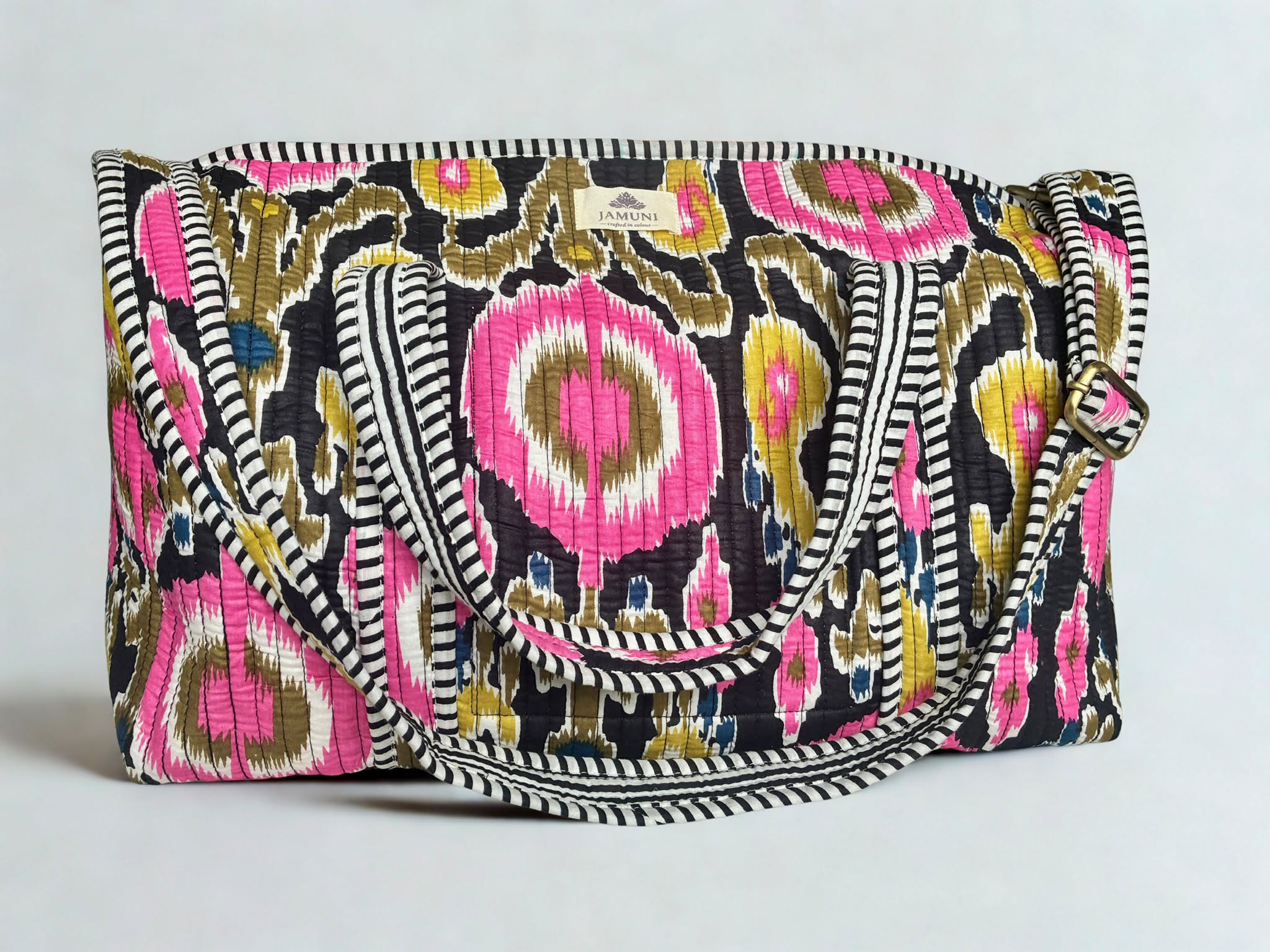 Pink Ikat Quilted Duffle Bag