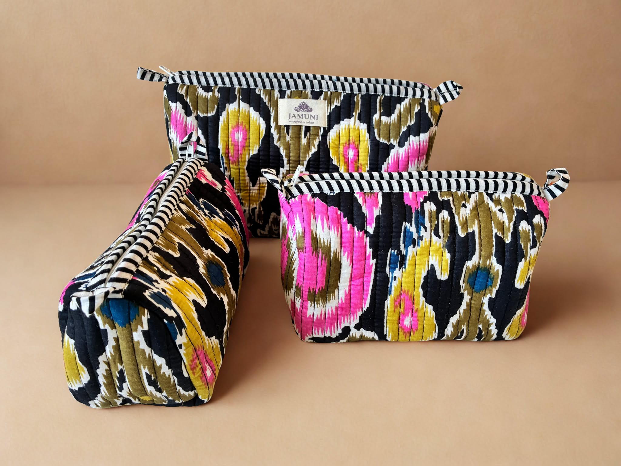 Ikat Quilted Pouch Set (Set of 3)
