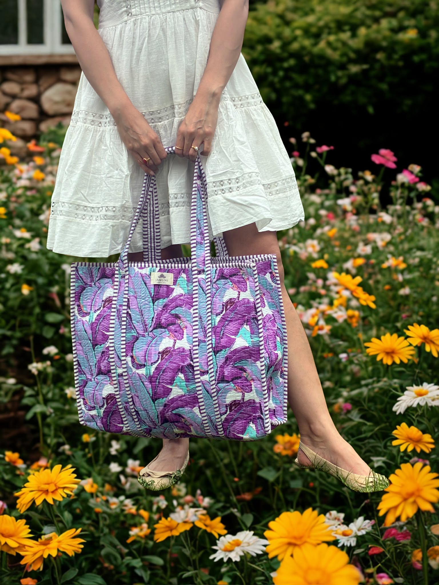 Jamuni Tropical Quilted Tote Bag