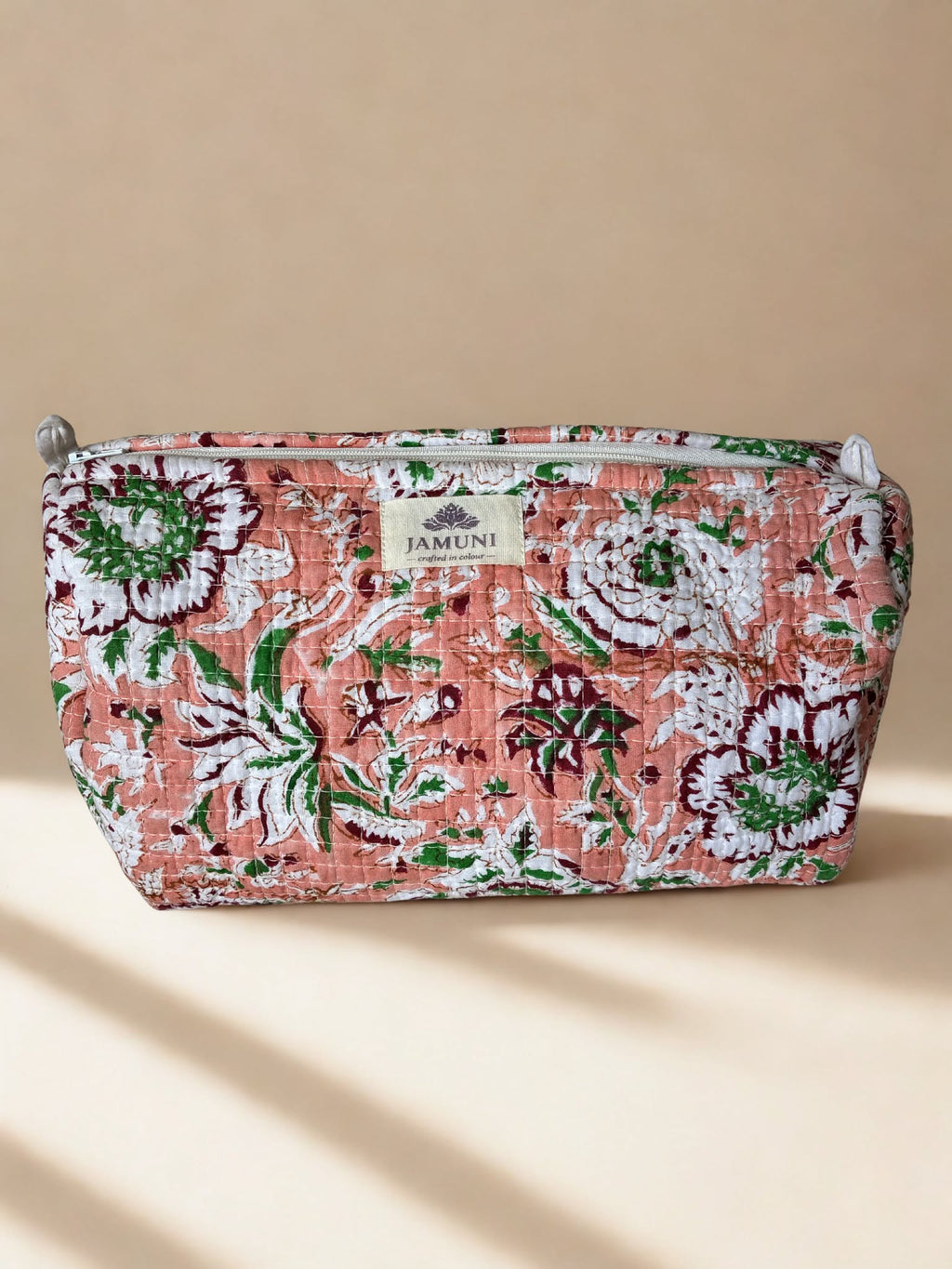 Blush Garden Quilted Cotton Pouch Set (Set of 3)
