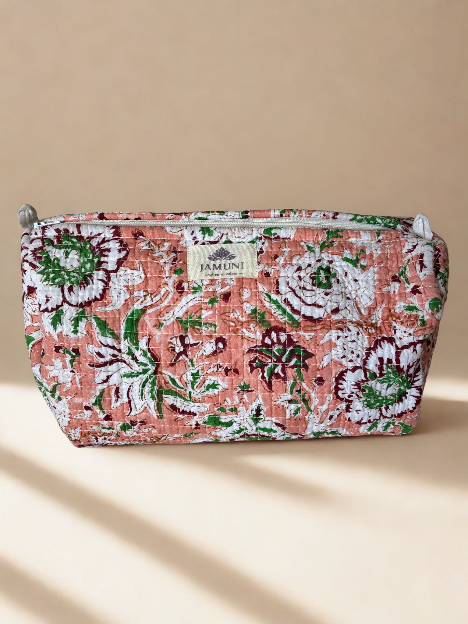 Blush Garden Quilted Cotton Pouch Set (Set of 3)