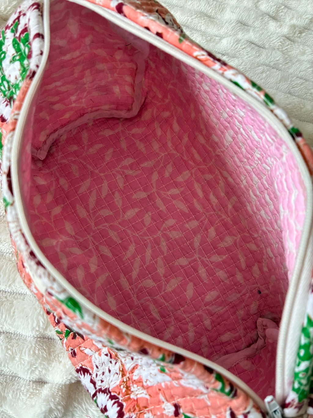 Blush Garden Quilted Cotton Pouch Set (Set of 3)