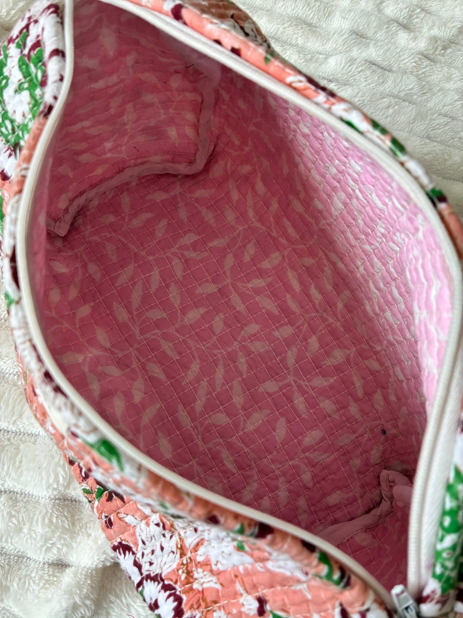 Blush Garden Quilted Cotton Pouch Set (Set of 3)