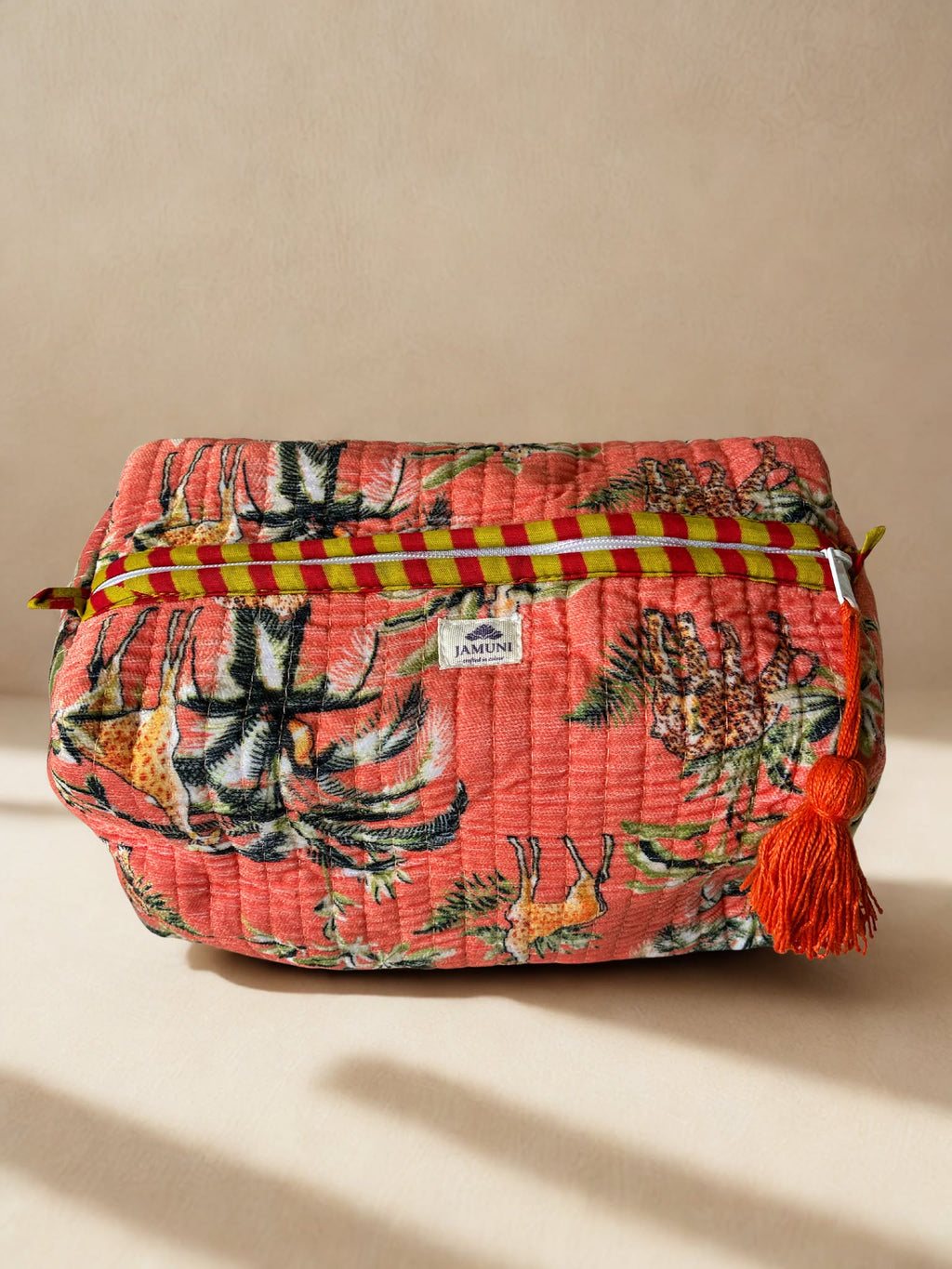Coral Safari Velvet Pouch Set (Set of 3)
