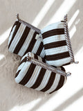 Cocoa Stripe Quilted Cotton Pouch Set (Set of 3)