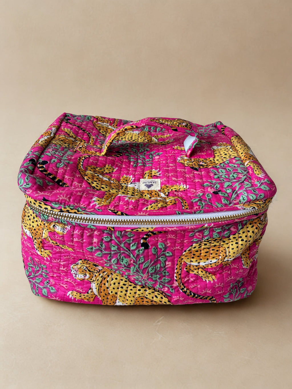 Wild Leopard Cotton Quilted Vanity Bag