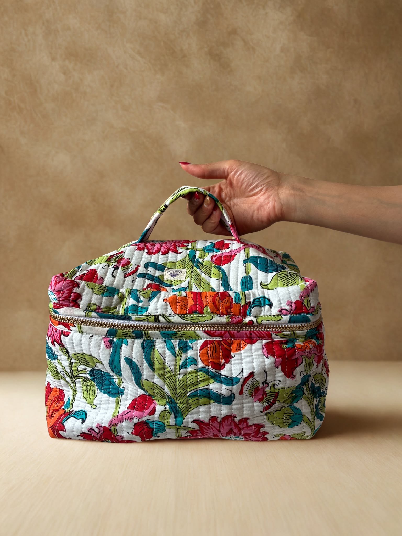 Tropical Bloom Cotton Quilted Vanity Bag