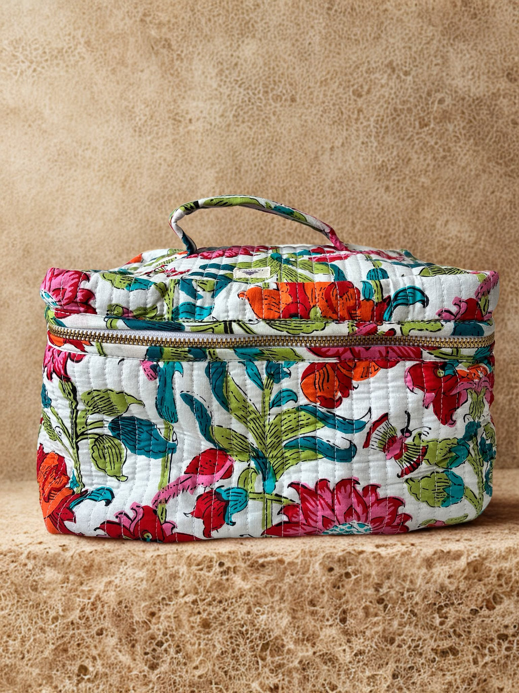 Tropical Bloom Cotton Quilted Vanity Bag