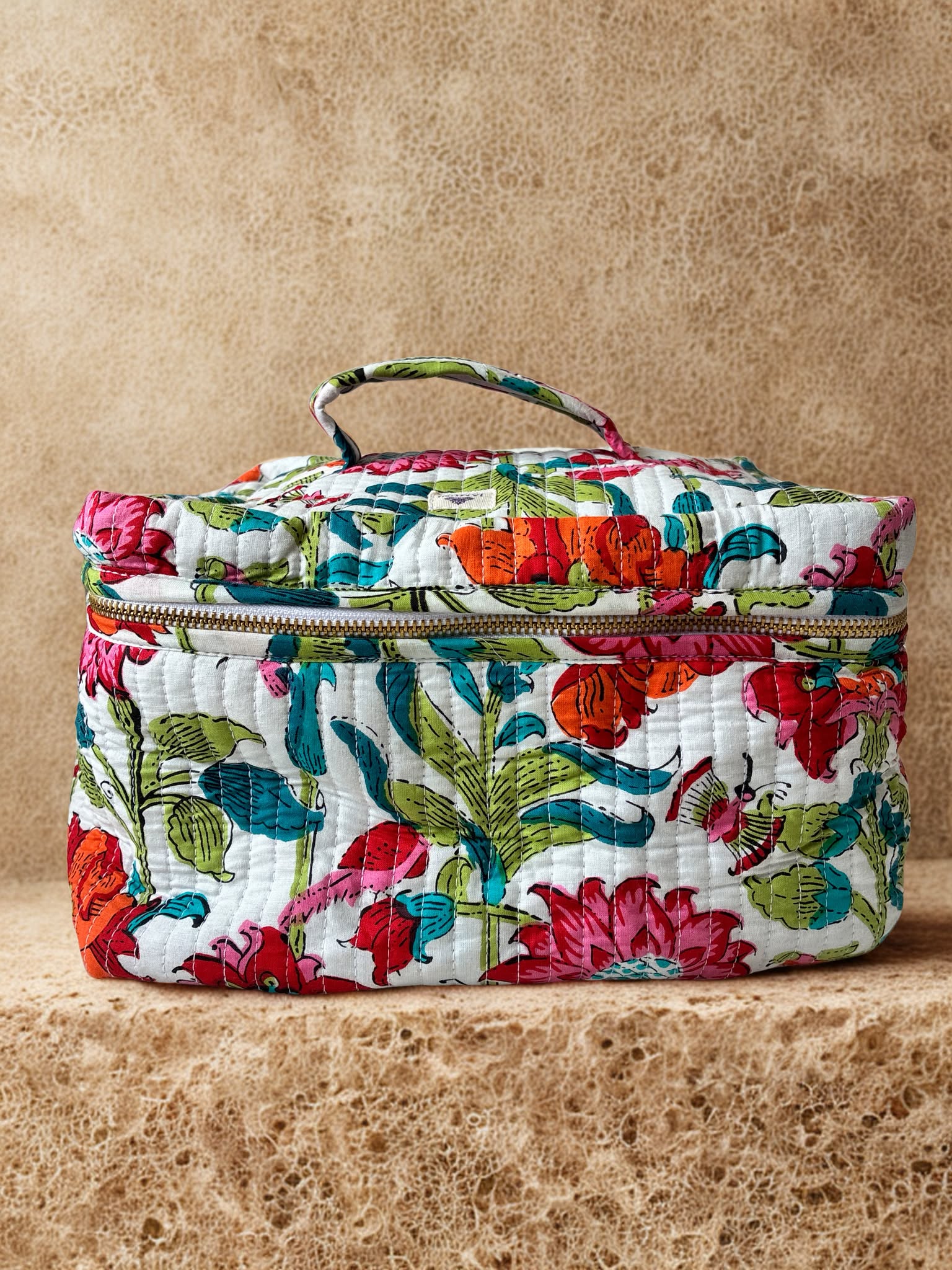 Tropical Bloom Cotton Quilted Vanity Bag