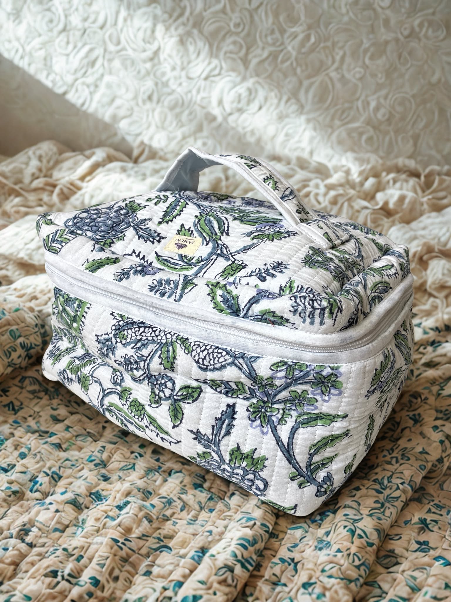 Botanical Meadow Cotton Quilted Vanity Bag
