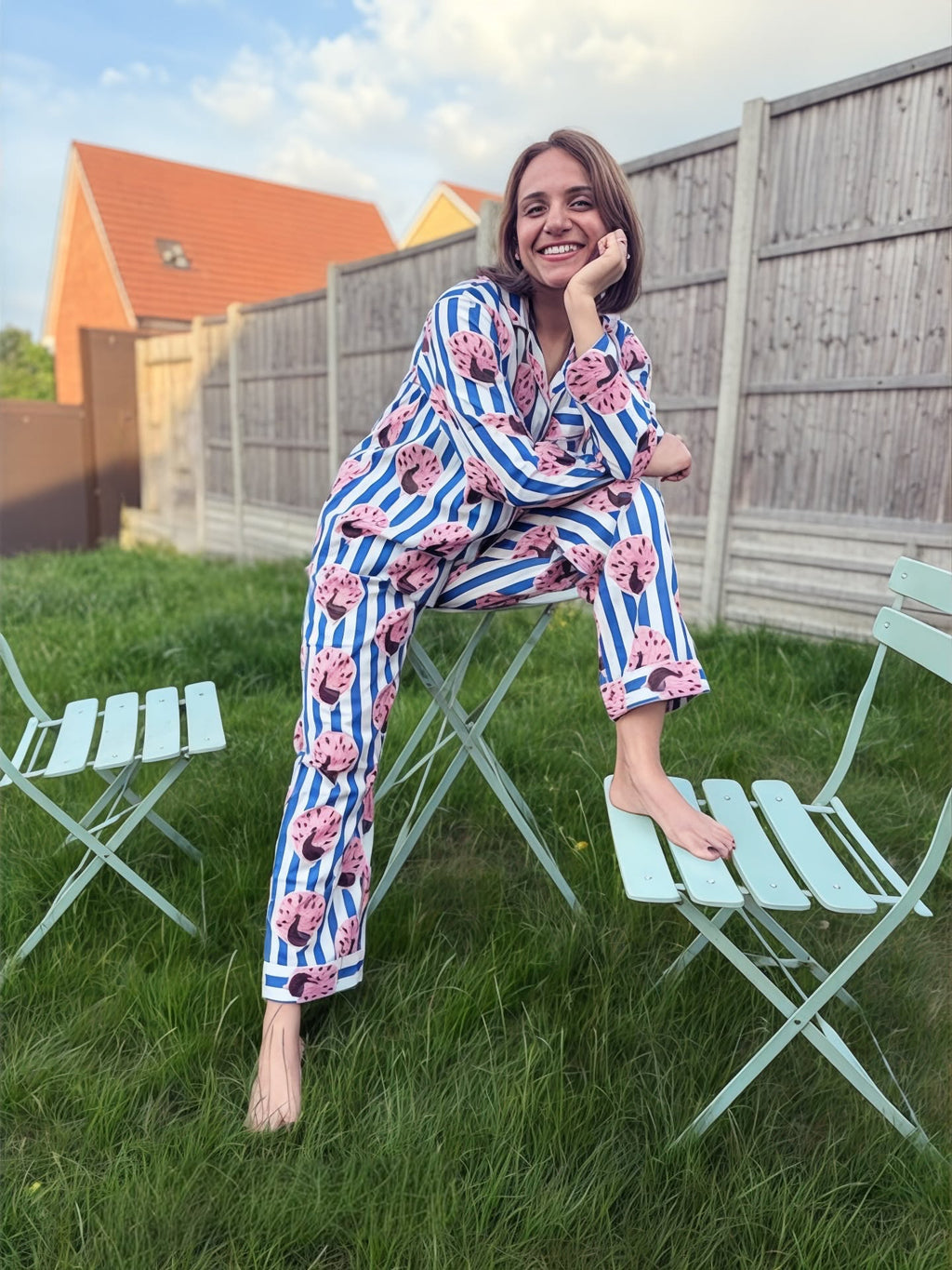 Peacock Block Print Cotton PJ Set