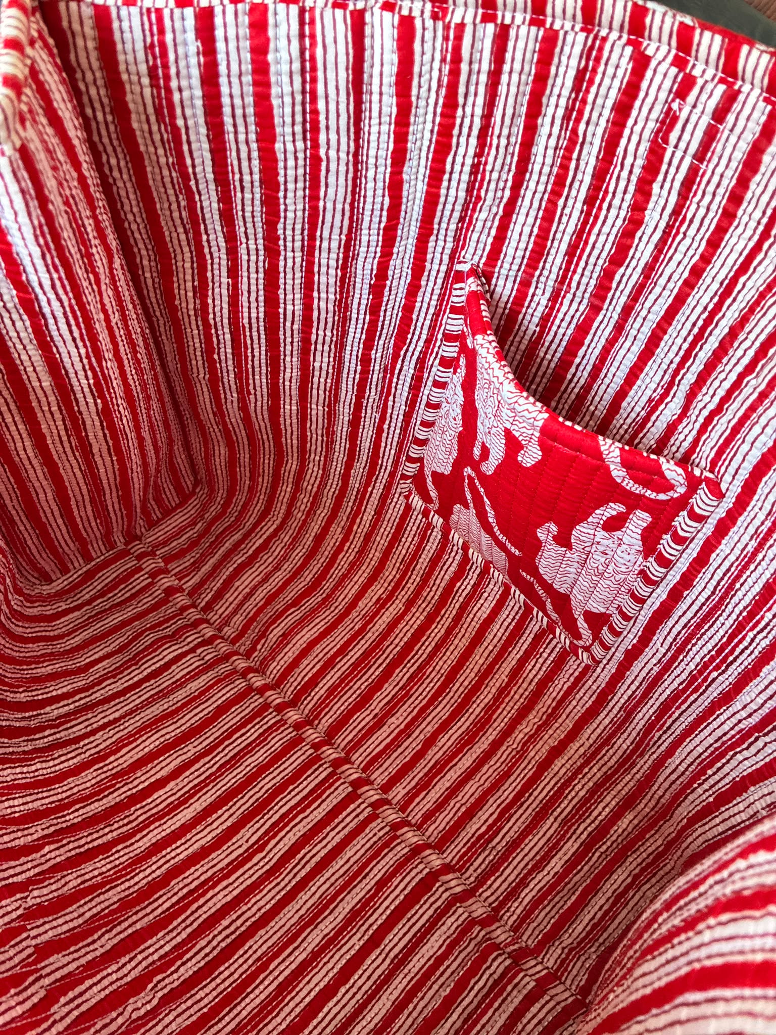 Quilted Cotton Tote Bag – Tiger Block Print