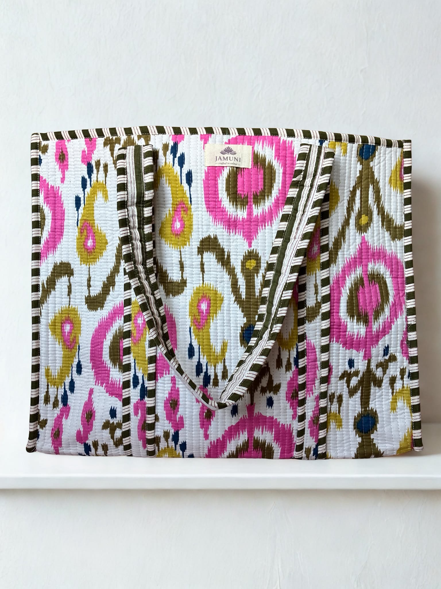 Quilted Cotton Tote Bag – Pastel Ikat