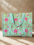 Mint Blossom Quilted Cotton Tote