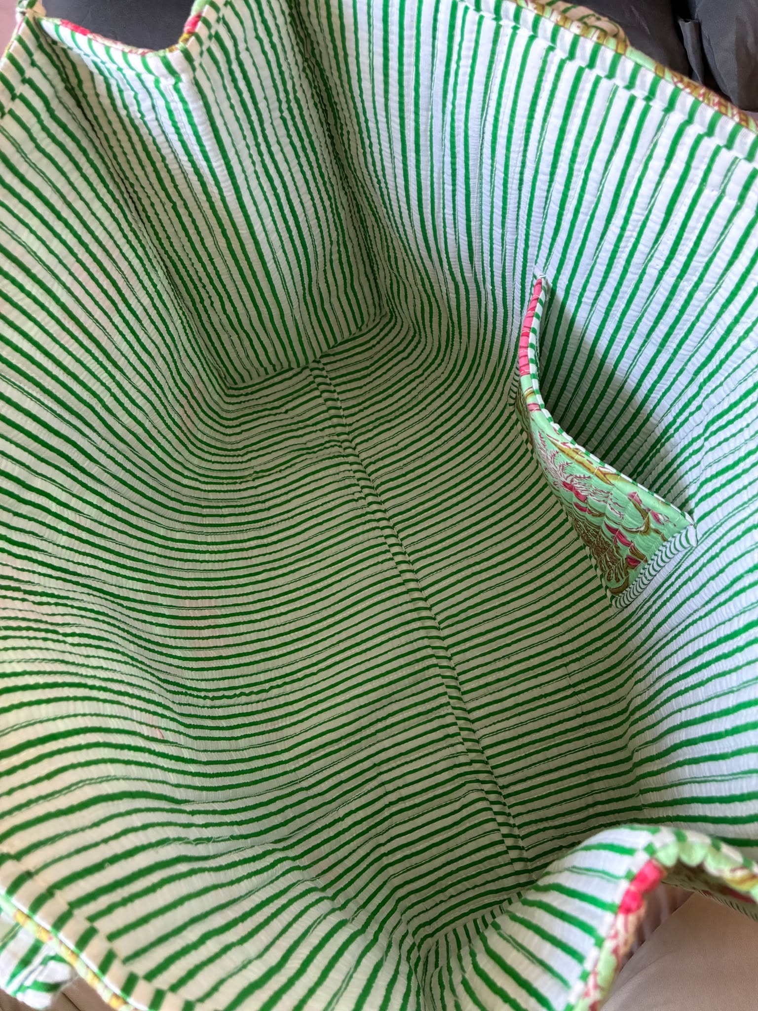 Mint Blossom Quilted Cotton Tote
