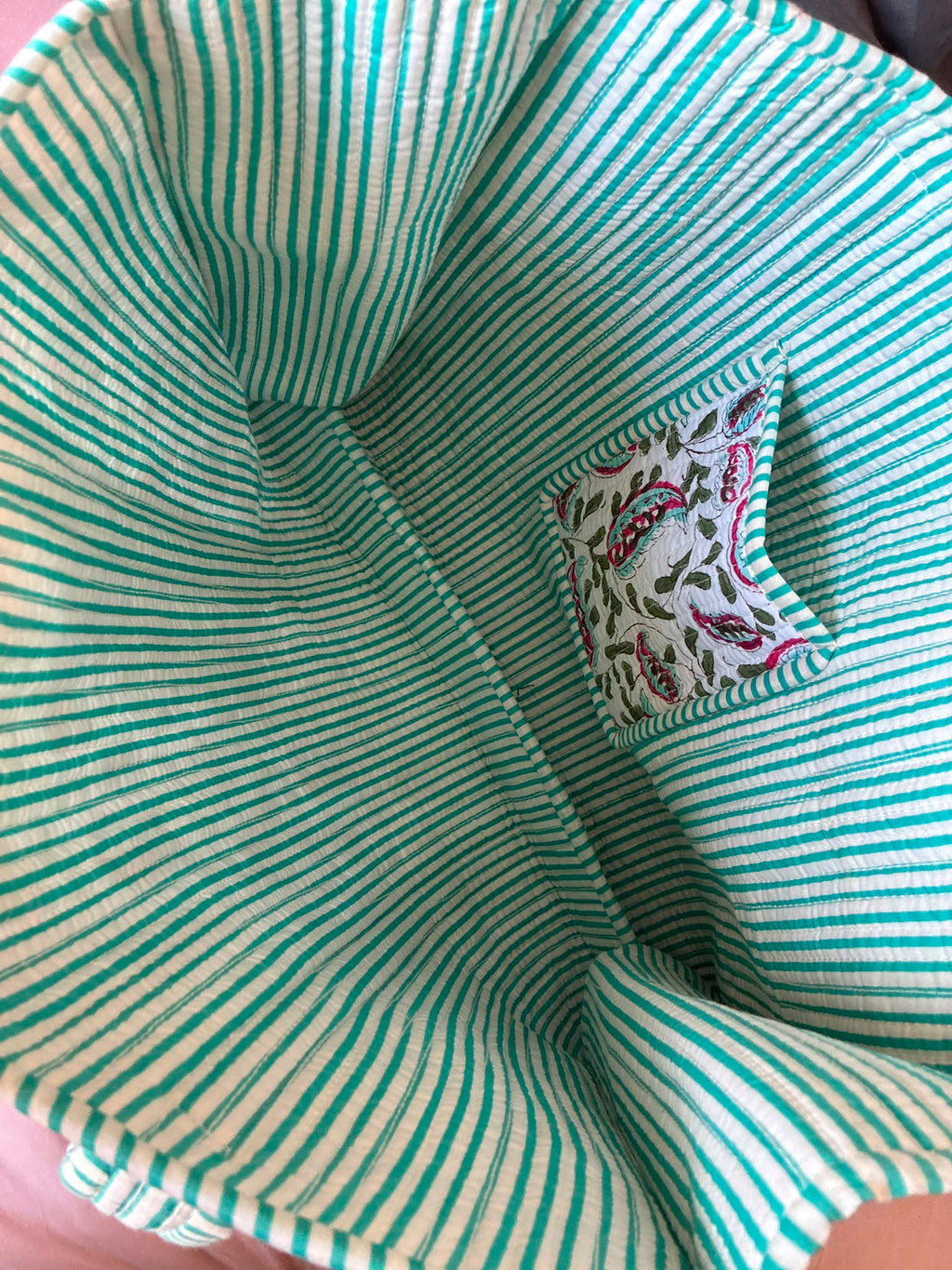 Aqua Paisley Quilted Cotton Tote