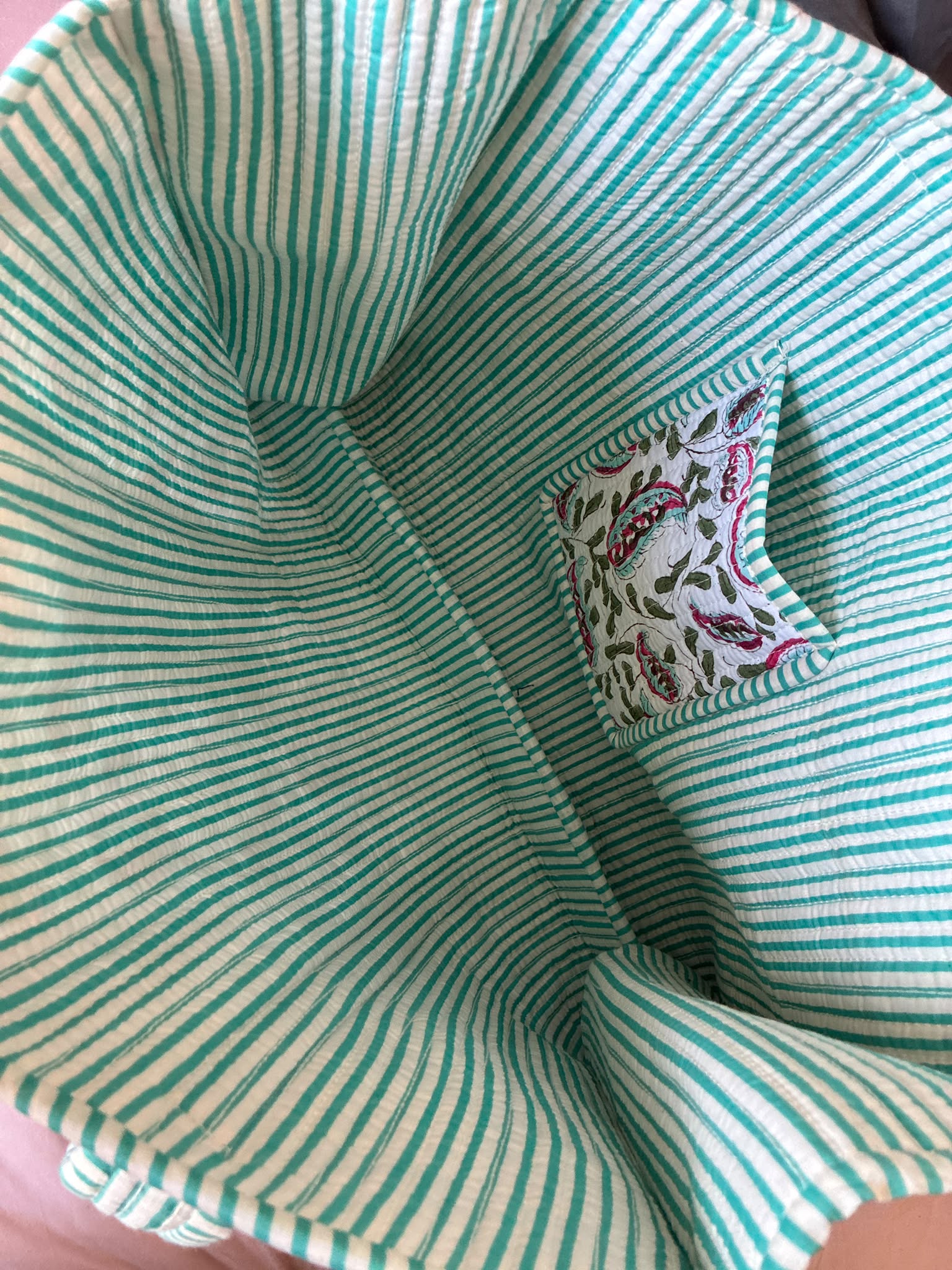 Aqua Paisley Quilted Cotton Tote