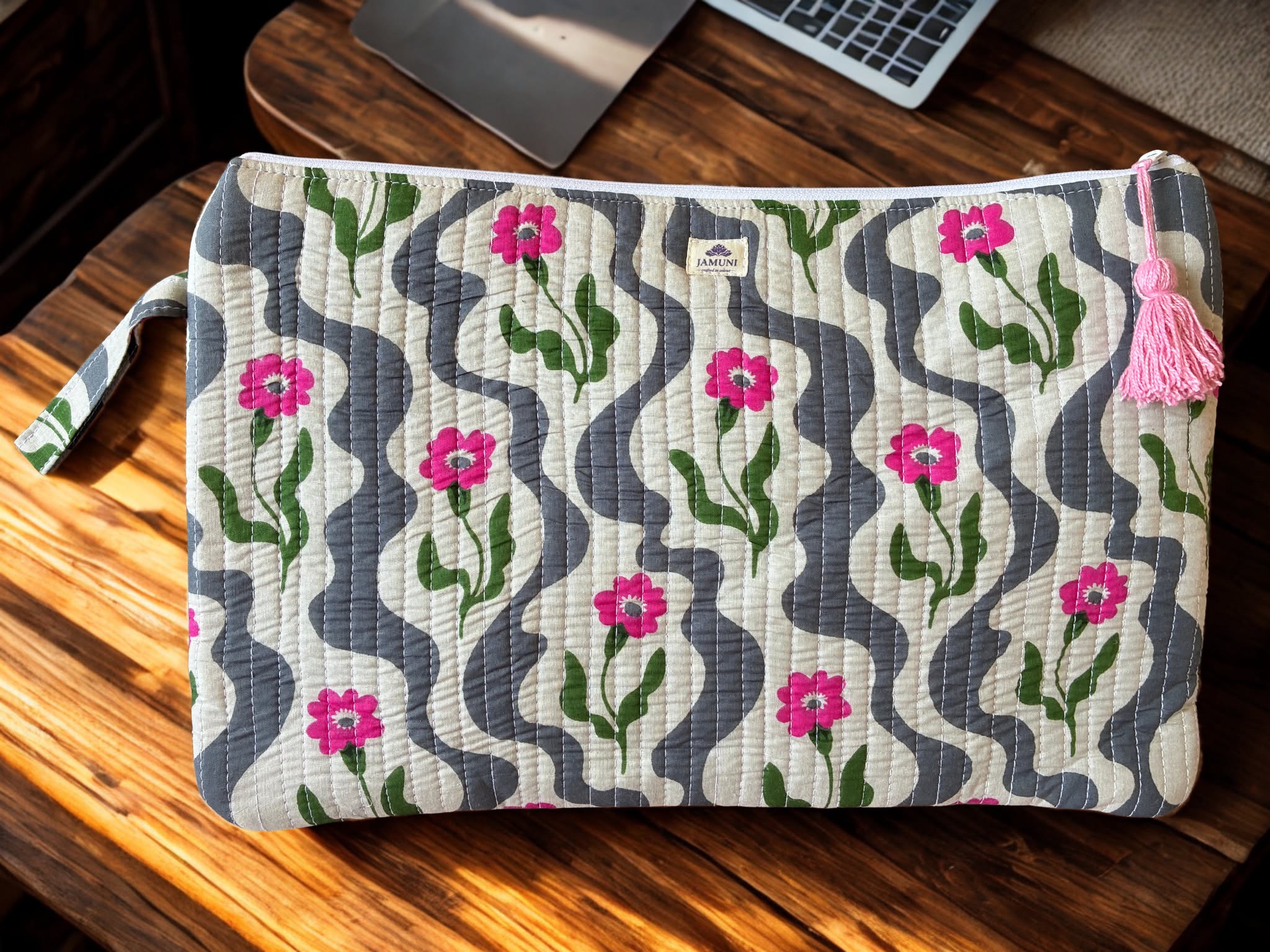 Wildflower Quilted Cotton Laptop Sleeve