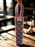 Blush Bloom Quilted Cotton Wine Bag