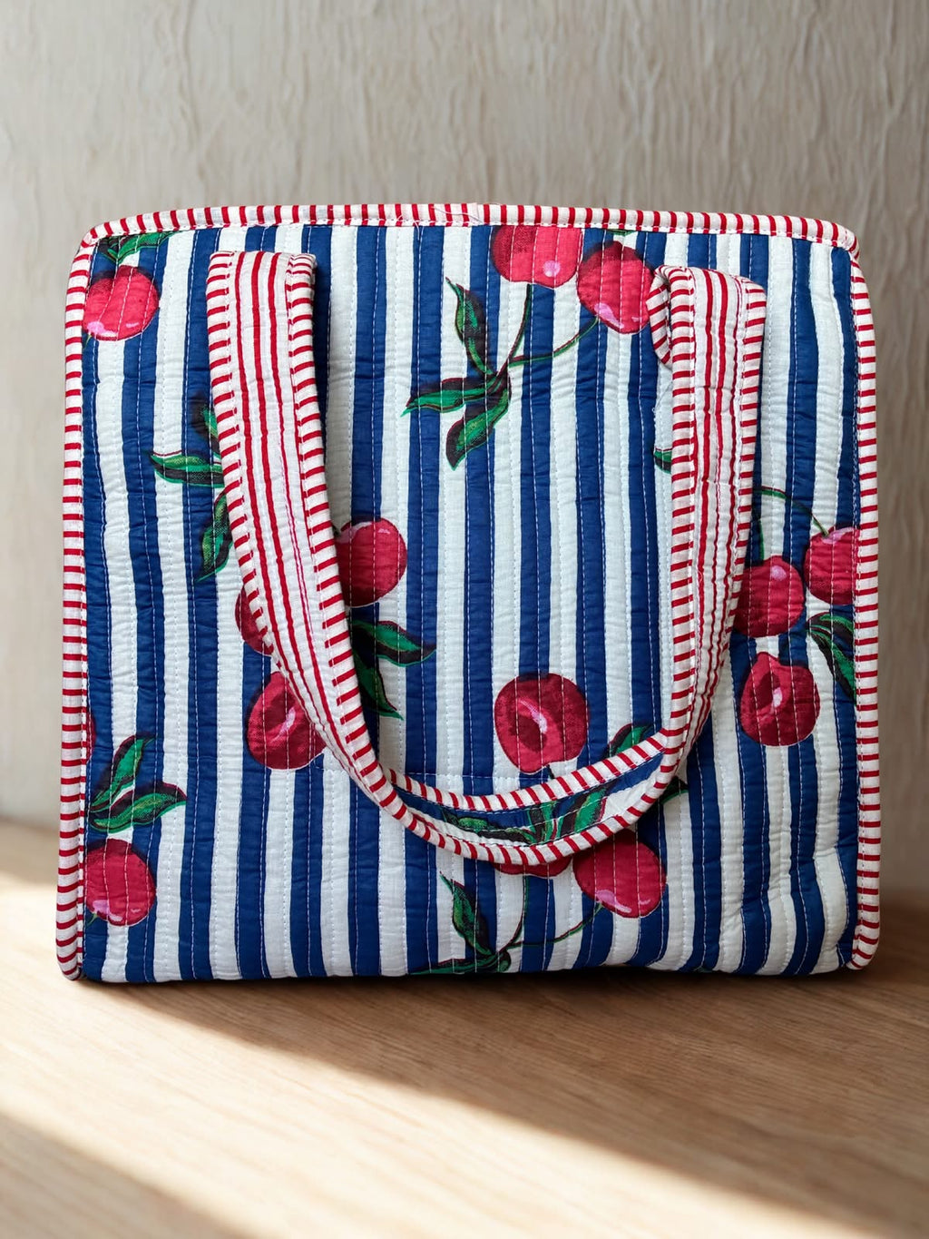 Cherry Zipper Small Tote Bag
