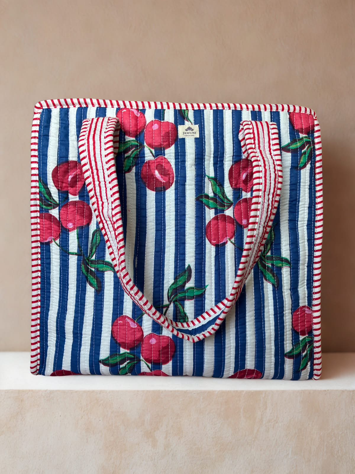 Cherry Zipper Small Tote Bag