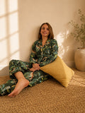 Jungle Escape Cotton PJ Set - model wearing seated pose