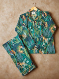 Jungle Escape Cotton PJ Set – flat lay on warm background