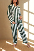 Forest Stripe Cotton PJ Set - model wearing standing front view