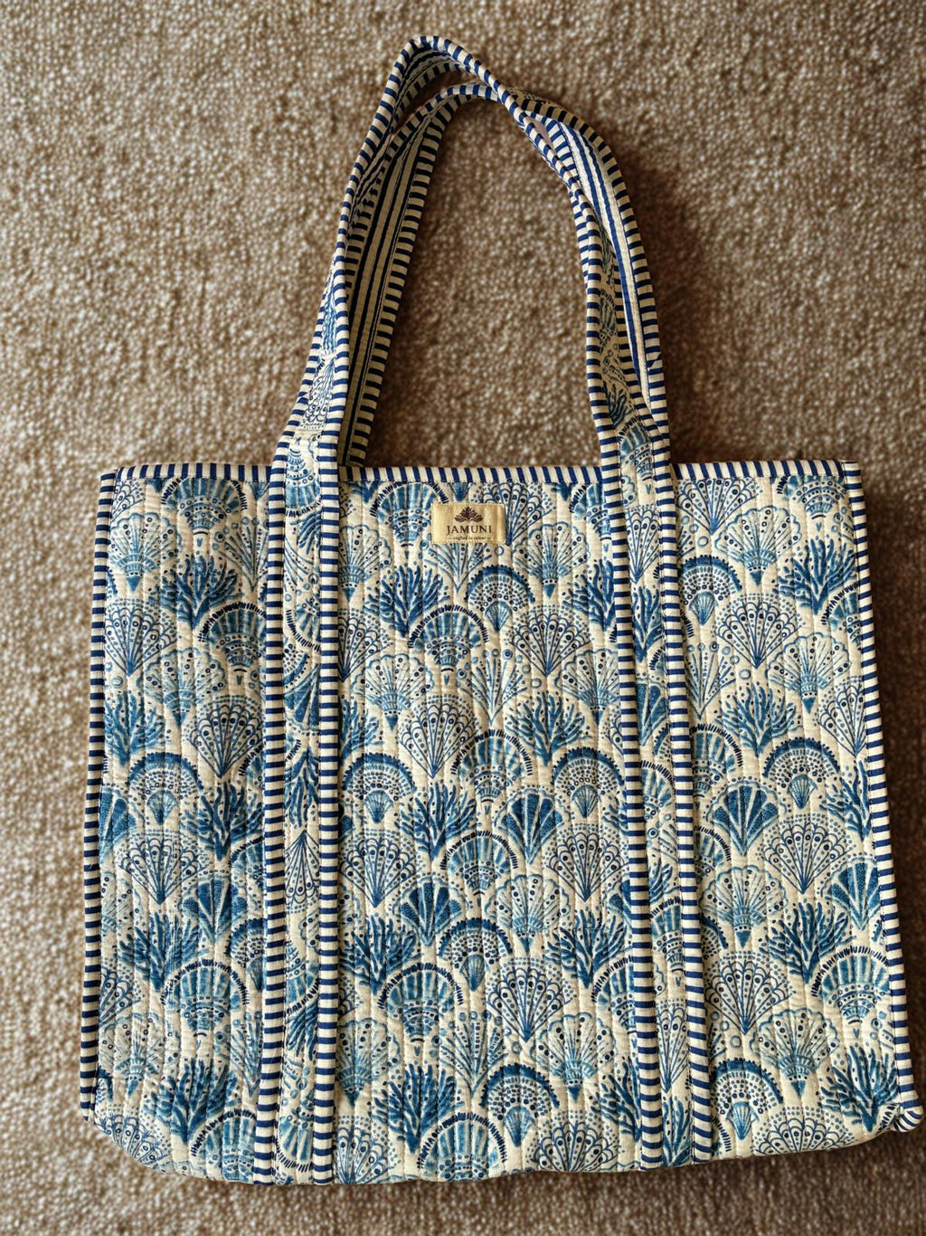 Ocean Shell Quilted Cotton Tote Bag