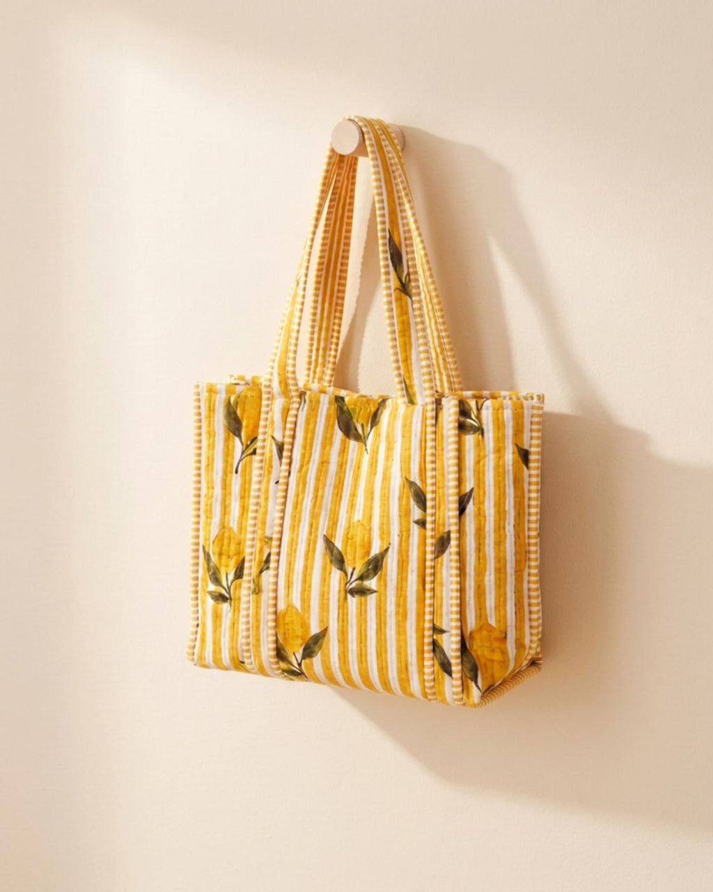 Citrus Bloom Quilted Cotton Tote Bag