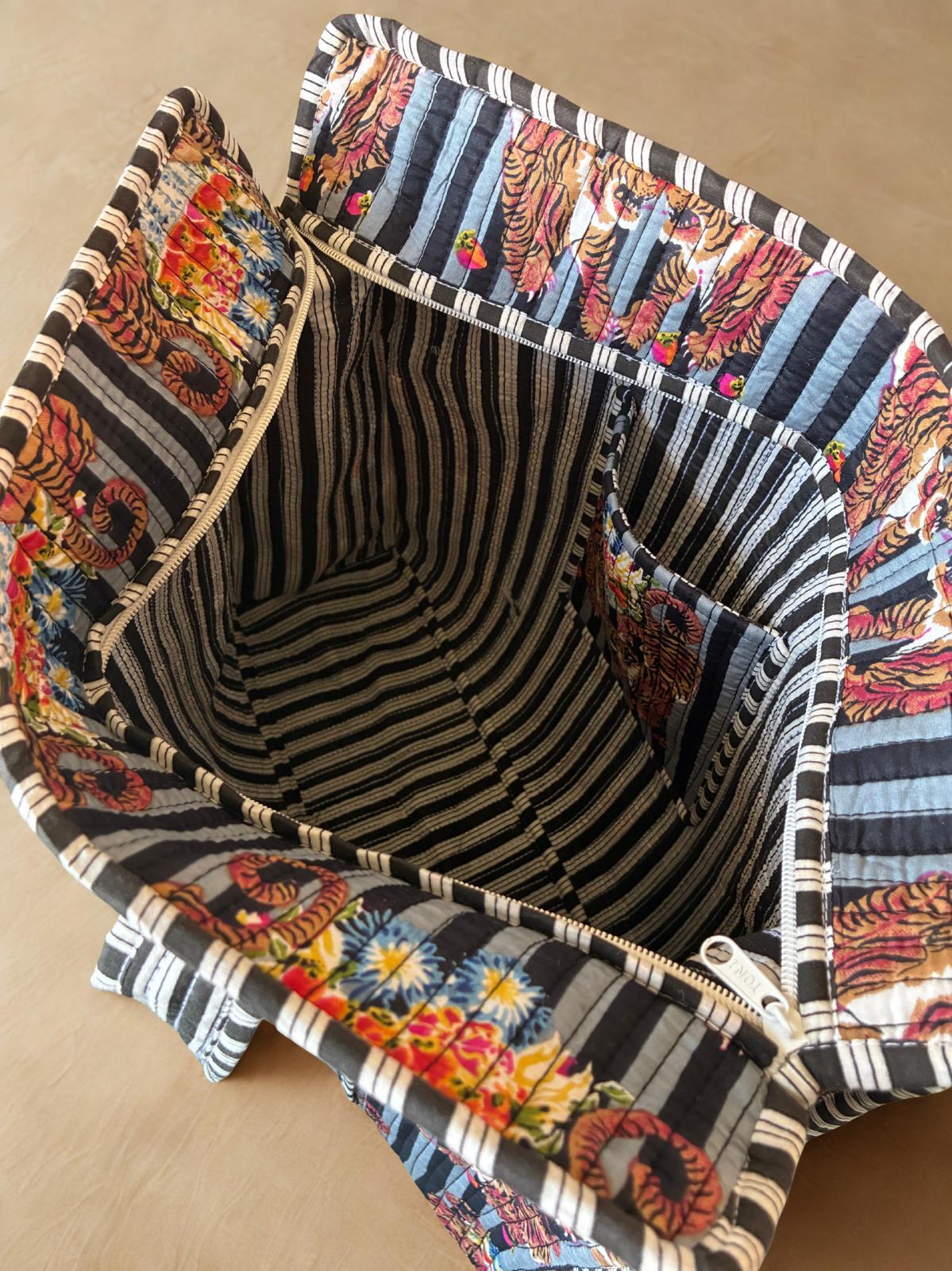 Royal Tiger Quilted Cotton Tote Bag