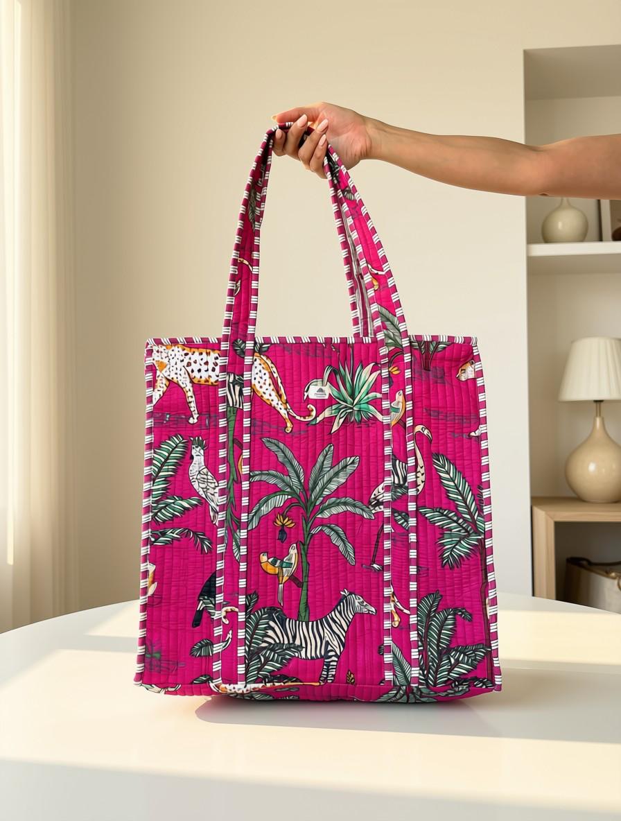 Safari Quilted Cotton Tote Bag