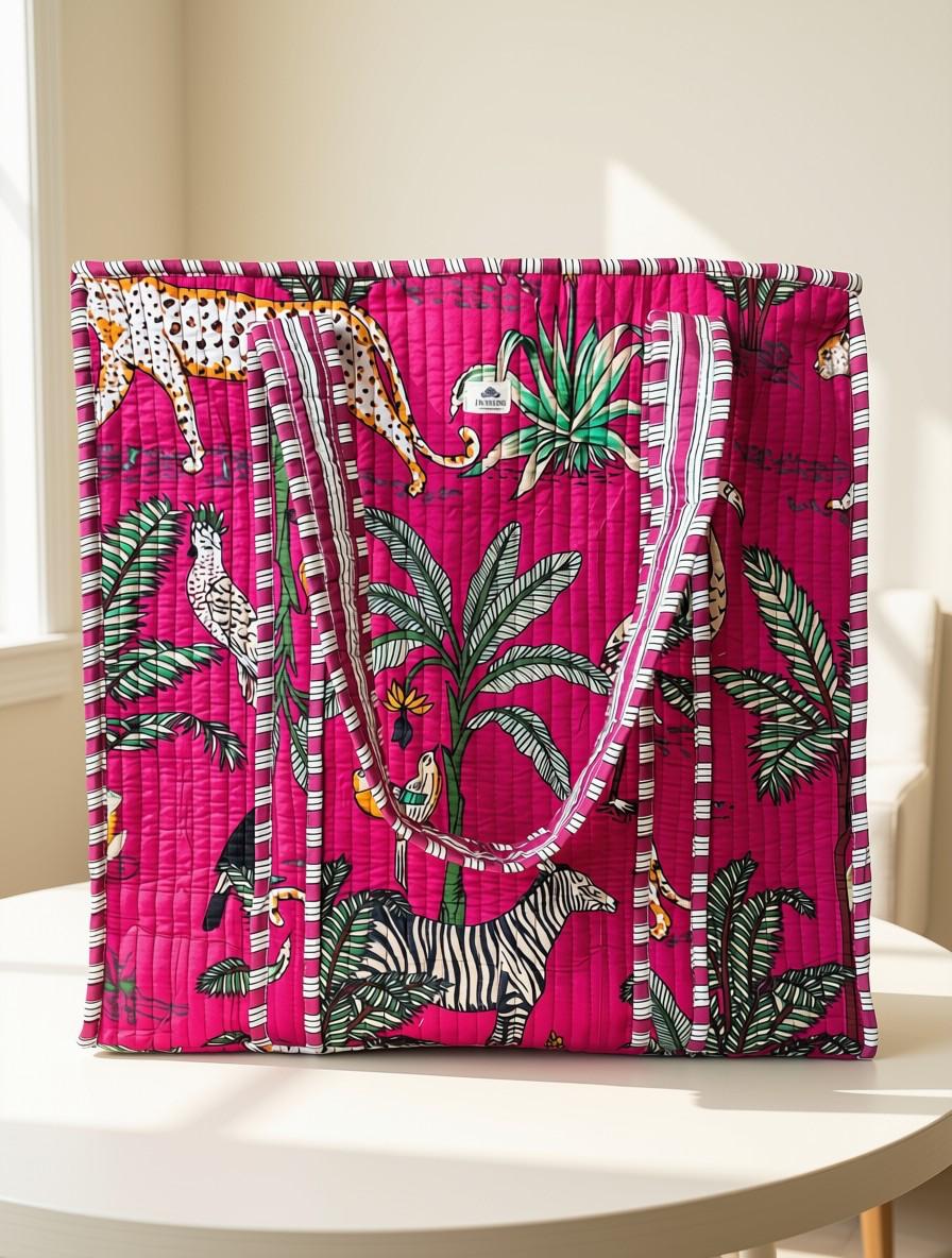 Safari Quilted Cotton Tote Bag